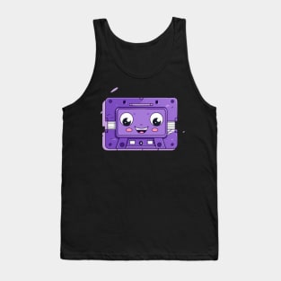 Purple tape cassette with cute face in cartoon style Tank Top